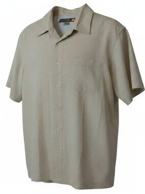 Quiksilver Men's Short Sleeve Button Front Shirt Beige Plaid Size Medium